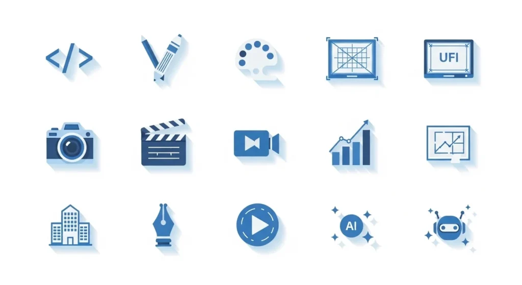 Types of portfolio websites for web developer graphic designer UI UX photographer videographer marketer architect writer animator and AI creator
