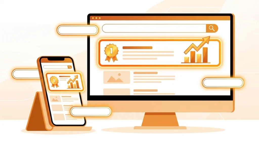 Shopify store SEO ranking number one on Google search results showing organic traffic growth keyword optimization and ecommerce visibility