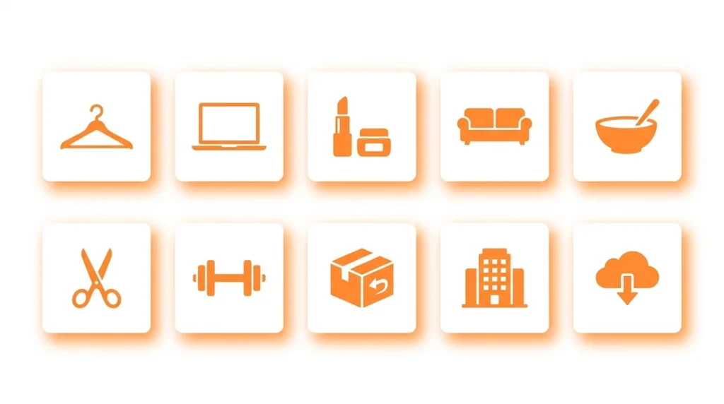 Types of Shopify stores including fashion electronics beauty home food artisan sports dropshipping wholesale and digital products